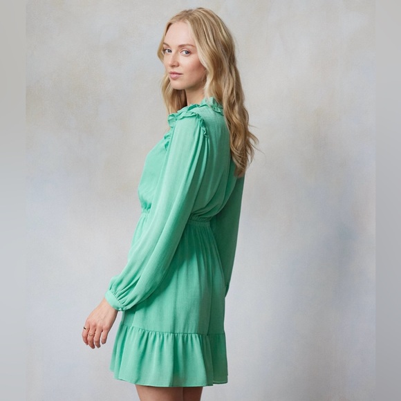 NWT LC Lauren Conrad Ruffle Neck Button Front Dress Size Large - Picture 2 of 7